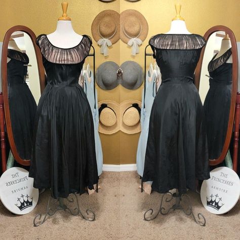 Vintage 1950s Jonathan Logan Black Taffeta... - Depop Black Taffeta Dress, 50s Party Dress, Jonathan Logan, 50s Party, Taffeta Gown, Fashion 1950s, Pleated Chiffon, Taffeta Dress, Black Cocktail