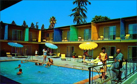 Splash Mob: Vintage Pics of Cool Pools - Motel Pool, Swimming Pool Print, Swimming Pool Art, Googie Architecture, Pool Art, Vintage Hotels, Mid Century Architecture, Hotel Motel, Vintage California