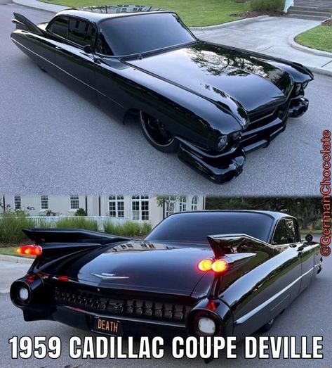 Black Cadillac, Cadillac Coupe Deville, Old American Cars, Coupe Deville, 1959 Cadillac, Cool Old Cars, Rat Rods Truck, Custom Muscle Cars, Cadillac Eldorado