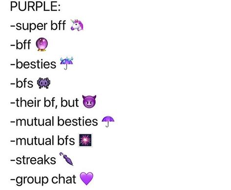 Purple Snapchat Friend Emojies Snapchat Emoji Themes Purple, Snap Friend Emoji Ideas, Purple Snapchat, Snapchat Emoji Themes, Snapchat Friends List, Snapchat Friend Emojis Ideas, Snapchat Streak Emojis, Emoji Themes, Snap Emojis