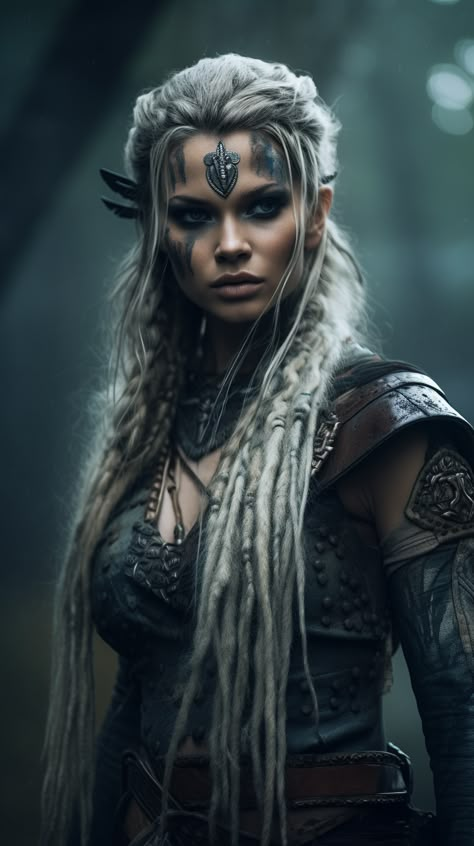 Follow for more!! Female Viking Photoshoot, Viking Woman Photoshoot, Female Warrior Hairstyles, Blonde Viking Woman, Freya Costume, Viking Woman Art, Lagertha Hairstyle, Viking Photoshoot, Norse Women