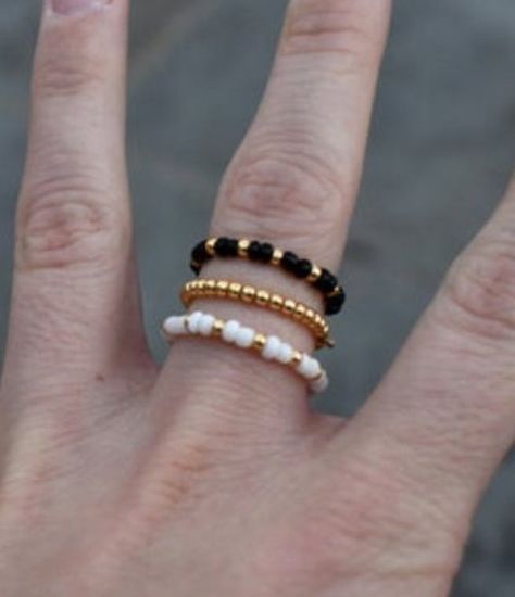 Gold Stackable Rings, Diy Wire Jewelry Rings, Rings Dainty, Wire Jewelry Rings, Diy Beaded Rings, Diy Ring, Rings Handmade, Gold Rings Stackable, Beaded Ring