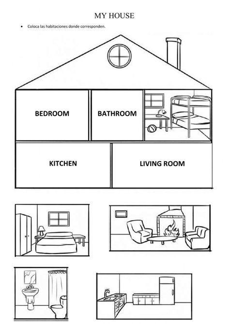 My house interactive activity for INICIAÑ House Worksheets For Preschool, My House Activities Preschool, My Home Worksheet For Kids, House Activities For Preschool, Basic English For Kids, Mouth Sore, Eric Carle Classroom, English Grammar For Kids, Family Worksheet