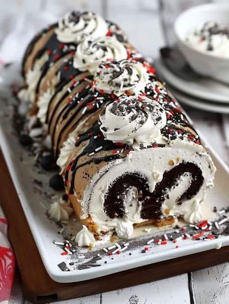 Birthday Cake Ice Cream Roll 🎂 Indulge in sweetness! This gorgeous cake roll is as delicious as it looks, with its rich chocolate swirls and light, fluffy cream. Perfect for any celebration or just because you deserve a treat. Who's ready for a slice? 🍰❤️ Ingredients: - 1 pint of birthday cake ice cream - 1 cup of crushed vanilla oats - 1/2 cup rainbow sparks - 1/4 cup of melted butter - Whipped cream - Add rainbow sparks to decorate Instructions: 1. Line a baking sheet with parchment paper... Brownie Batter Ice Cream, Ice Cream Cake Roll, Birthday Cake Ice Cream, Chocolate Swirls, Rainbow Roll, Cream Roll, Ice Cream Birthday Cake, Cake Ice Cream, Chocolate Swirl