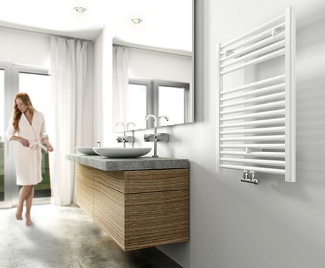 Elara handdoek radiator 77x60 cm 463 watt wit Towel Radiator, Single Vanity, Alcove Bathtub, Plumbing, Lighted Bathroom Mirror, Bathroom Vanity, Bathroom Mirror, Room Divider, White