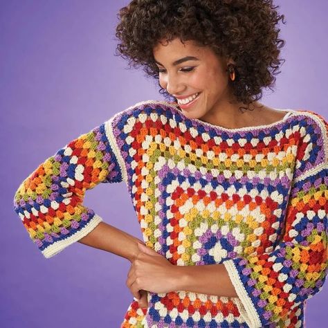 Vintage Sweater Pattern, Crochet Granny Square Tutorial, Granny Square Projects, Simply Crochet, Crochet Slipper Pattern, Crochet Earrings Pattern, Rainbow Crochet, Granny Squares Pattern, Quick Crochet