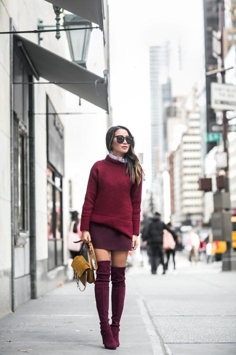 Burgundy Love :: Turtleneck sweater Fall 2016 Outfits, Burgundy Outfit, Burgundy Boots, Streetstyle Fashion, Trendy Fall Outfits, Valentine's Day Outfit, Red Sweater, Inspiration Mode, Photo Instagram