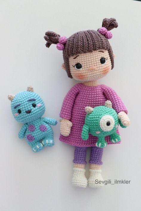 Amigurumi Doll Eyes, Disney Crochet Free Patterns, Crochet Sully Monsters Inc, Crochet Disney Characters, Monsters Inc Crochet, Crochet Characters, Disney Crochet, Disney Crochet Patterns, Crochet Doll Tutorial