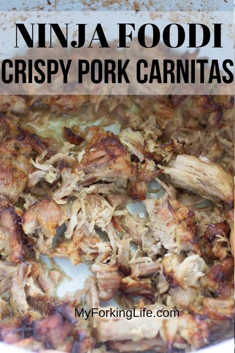 Ninja Foodi Recipe: Crispy Pork Carnitas - My Forking Life Ninja Cooking System Recipes, Carnitas Recipe, Ninja Recipes, Pork Carnitas, Crispy Pork, Instant Pot Dinner Recipes, Ninja Foodi, Instapot Recipes, Foodie Recipes