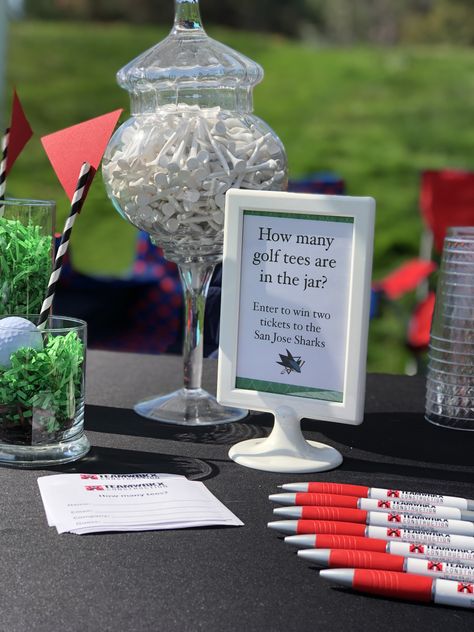 Golf Scramble Fundraiser Gift Ideas, Corporate Golf Day Ideas Events, Golf Team Homecoming Float, Golf Tournament Sponsor Table, Golf Fundraiser Centerpieces, Golf Outing Theme Ideas, Golf Sponsorship Ideas, Golf Tees Ideas, Golf Tournament Giveaway Ideas