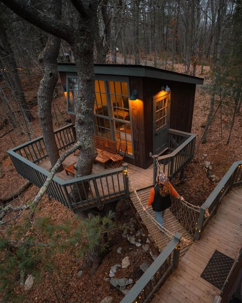 Cabin vibes from coastal Maine 😍 With the @llbean robes, wood fired hot tub, screened in porch, water views, bird song.. I feel like I was teleported into a scene from a movie 🥹 Add @seguintreedwellings to your Maine itinerary! Campground Business, Maine Itinerary, Wood Fired Hot Tub, Maine Coastline, Maine Road Trip, Cabin Vibes, Southern Oregon Coast, Oregon Hikes, Portland Head Light