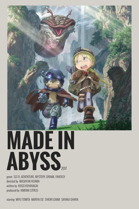 Into The Abyss Anime, Made In Abyss Poster, Made In The Abyss, Anime Posters Minimalist, Made In Abyss Anime, Anime Movie Poster, Anime Movies To Watch, Minimalist Anime Poster, Anime Polaroid