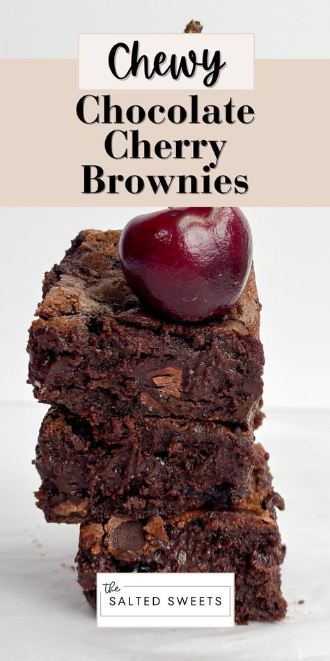 Chocolate cherry brownies are a chewy and fudgy chocolate brownie loaded with sweet, juicy cherries and chocolate chips. They're rich, decadent and incredibly delicious! Brownies With Cherries, Chocolate Cherry Brownies, Chocolate Cherries, Cherry Brownies, Pecan Brownies, Dairy Free Brownies, Double Chocolate Brownies, Chewy Brownies, Blondie Brownies