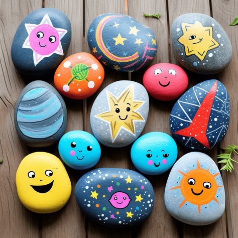 Cute Painted Rocks, Painted Rock Ideas, Diy Yard Decor, Crafts 2023, Painted Rocks Kids, Kid Art, Diy Yard, Rock Ideas, Fun Easy Crafts