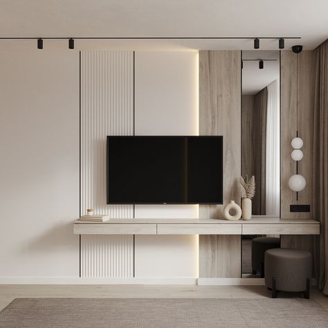 Bedroom Morden Interior, Mini Tv Unit, Hotel Tv Wall Design, Tv Unite, Tv Unit Bedroom, Tv Wall Panel, Bedroom Tv Wall, Tv Unit Design Modern, Minimal Bedroom