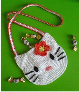 Crochet Hello Kitty, Kat Haken, Hello Kitty Crochet, Hello Kitty Purse, Confection Au Crochet, Crochet Shell Stitch, Hello Kitty Bag, Bonnet Crochet, Easy Crochet Projects