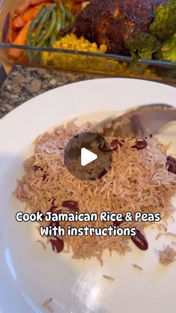 Rice And Peas Jamaican, Jamaican Rice And Peas, Jamaican Rice, Jamaican Cuisine, Jamaican Dishes, Jamaican Food, Dish Ideas, Caribbean Food, Rice And Peas