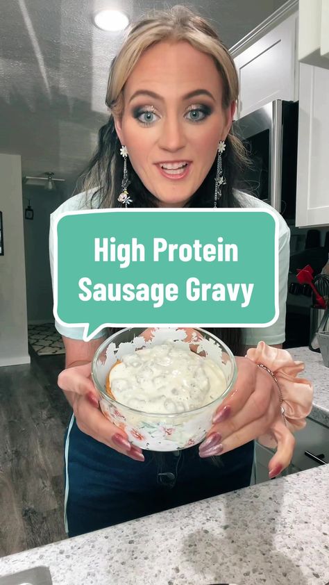 High Protein Sausage Gravy, Cottage Cheese Sausage Gravy, Rny Recipes, Cheese Gravy, Protein Puddings, Bariatric Breakfast, Protein Biscuits, High Protein Bariatric Recipes, Breakfast Gravy