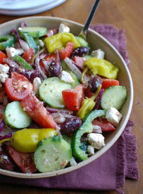 Greek Village Salad - lunch Delicious Salads Healthy, Greek Village Salad, Village Salad, Salads Healthy, Traditional Greek Salad, Greek Village, Greek Salad Recipes, Healthy Vegetable, Recipes Delicious