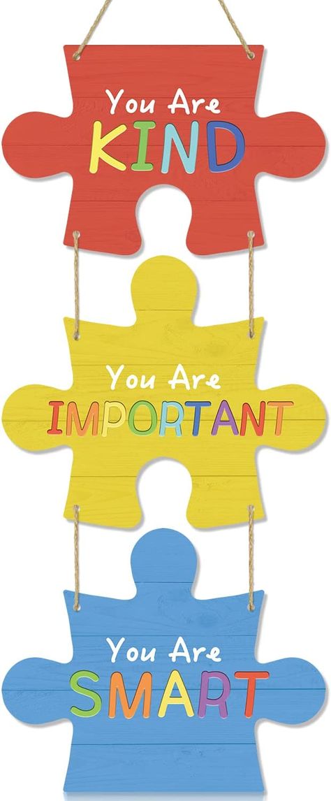 IARTTOP You Are Important Motivational Wood Hanging Wall Art,You Are Smart Positive Quotes Wall Decor for Kids,3 Pieces Colorful Jigsaw Puzzle Wooden Plaque,You Are Kind Inspirational Quote Wood Sign for School Classroom Home Decor School Wall Art Ideas Classroom, Classroom Rules Decoration, School Wall Art Ideas, School Wall Decoration, Classroom Wall Decor, Preschool Classroom Decor, School Wall Art, Classroom Quotes, You Are Smart