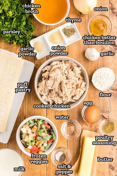 Puff Pastry Chicken Pot Pie - Soulfully Made Chicken Pot Pie Recipe Phyllo Dough, Chicken Pot Pie Puff Pastry, Chicken Puff Pastry Recipes, Chicken Pie Recipe Easy, Puff Pastry Chicken, Easy Puff Pastry Recipe, Crockpot Chicken Pot Pie, Chicken Pie Recipe, Chicken Pot Pie Filling