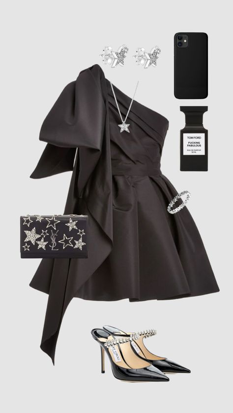 black star girl dress fit #star #stargirl #ysl #city #dress #citygirl #dress #outfit #fashion #style #aesthetic Star Girl Dress, Fashion Style Aesthetic, Debut Ideas, 13 Birthday, Prom Dress Inspo, Silver Sneakers, Theme Dress, City Dress, Dress Inspo