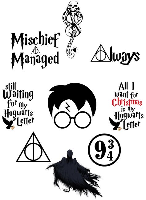 Silhouette Disney, Imprimibles Harry Potter, Harry Potter Stickers, Potter Quotes, Harry Potter Kids, Harry Potter Deathly Hallows, Theme Harry Potter, Harry Potter Shirts, Alice And Wonderland Quotes