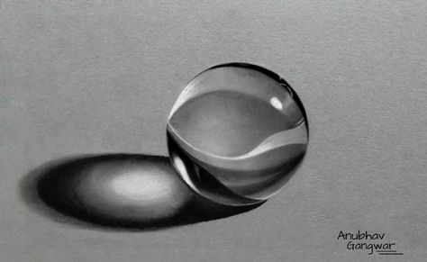 Marble Ball, Grey Paper, Ball Drawing, 3d Art Drawing, Charcoal Pencil, Pencil Shading, Object Drawing, Basic Drawing, Toned Paper