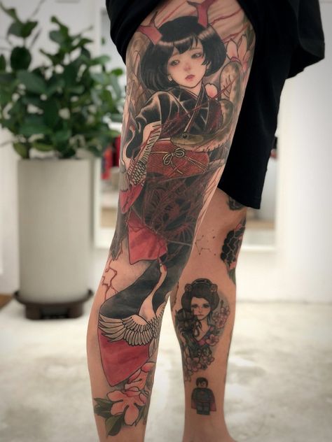 Kimono Tattoo, Convention Tattoo, Tattoo Portrait, Geisha Tattoo, Japan Tattoo Design, Traditional Japanese Tattoos, Body Suit Tattoo, Asian Tattoos, American Tattoos