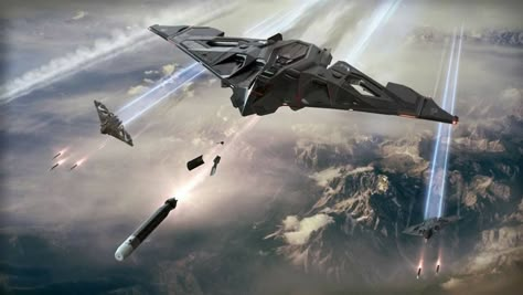 Jet fighters launching missiles/Rockets | Convoy of fighters | Sci-Fi B2 Space Fighter, Space Ship Concept Art, Starship Concept, Space Battles, Sci Fi Ships, Spaceship Concept, Spaceship Art, Spaceship Design, Concept Ships