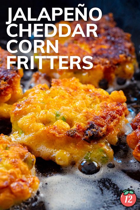 Jalapeño Cheddar Corn Fritters | 12 Tomatoes Cheesey Jalepeno Corn Fritters, Spicy Corn Fritters, Cheesy Jalapeño Corn Fritters, Jalapeño Popper Corn Fritters, Jalapeño Corn Fritters, Pickle Fritters, Corn Nuggets Recipe, Corn Fritters Recipe, Corn Nuggets