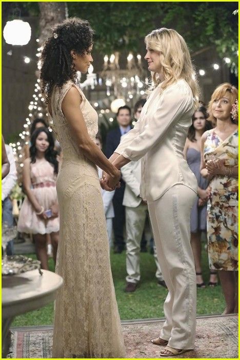 S1 Ep 10 "I Do" - Lena & Stef Stef And Lena, Wedding Stills, Vow Renewal, The Cast, Demi Lovato, Celebrity Gossip, Creative Fashion, Sheath Wedding Dress, Entertainment News