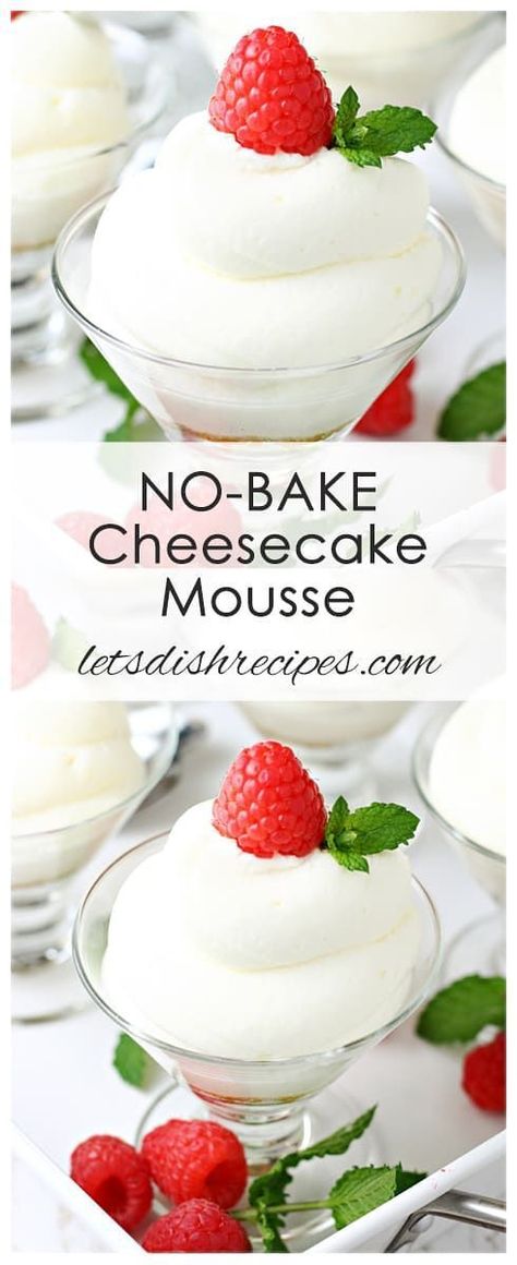 NO-BAKE CHEESECAKE MOUSSE � This light, creamy no-bake cheesecake mousse comes together in about 20 minutes and is the perfect dessert for any occasion. #dessert #cheesecake #mousse #recipe #nobake Cheesecake Mousse Recipe, Mousse Desserts, Recipe Cheesecake, Dessert Cheesecake, Dessert Parfait, Homemade Snickers, Cheesecake Mousse, Fitness Humor, Cheesecake Dessert