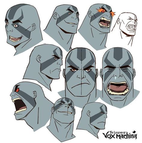 Legend Of Vox Machina Concept Art, Vox Machina Concept Art, Vox Machina Character Design, Phil Bourassa Art, Phil Bourassa Character Design, Character Head Turnaround, Head Back Reference, Grog Vox Machina, Vox Machina Grog