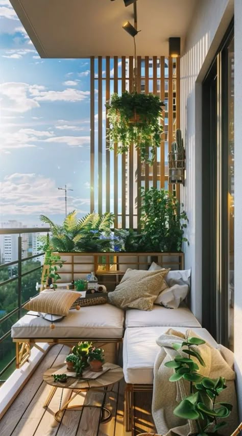 Small Outdoor Balcony Ideas, Apartment Esthetics, Modern Balcony Design, Planter Balcony, Modern Balcony Ideas, Condo Balcony, Balkon Decor, Balcony Design Ideas, House Balcony