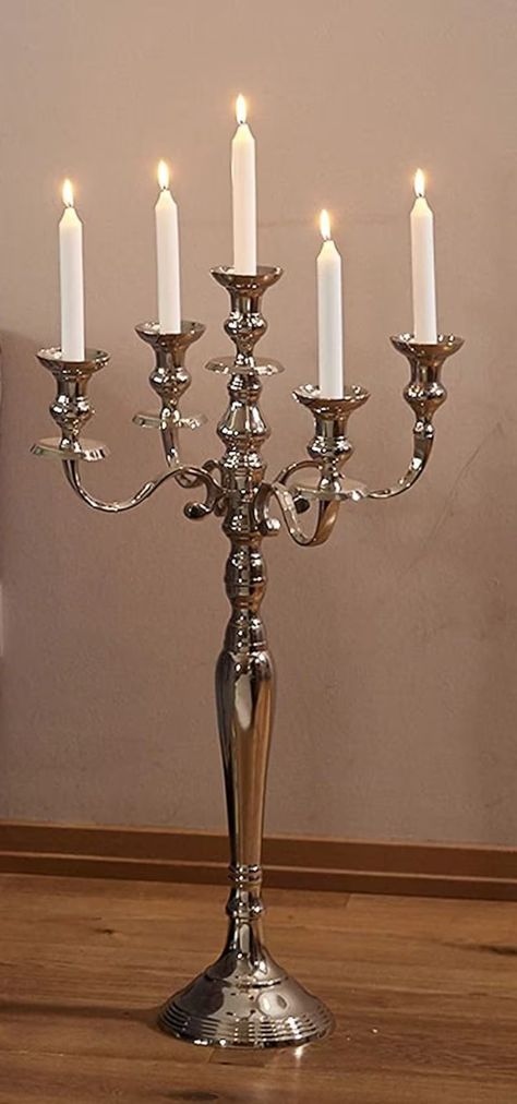 Candle Candelabra Handcrafted Beautiful 4 Arm Silver Plated 25 Inch Tall, - Etsy Candleabra Ideas, Crystal Candelabra Centerpiece, Silver Candelabra, Candelabra Centerpiece, Candle Candelabra, 4 Arms, Silver Candle Holders, Silver Candle, Tall Candle