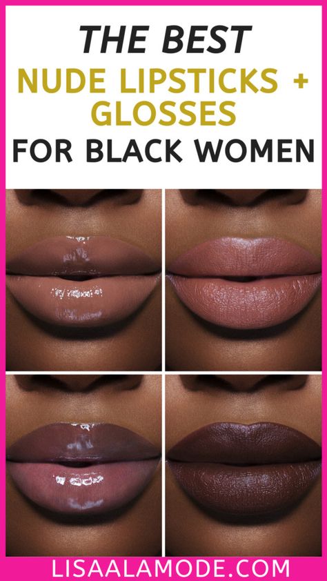 Best Black Owned Nude Lipsticks Nude Lipstick Black Women, Brown Lipstick For Black Women, Black Lipstick Black Women, Nude Shade Lipstick For Brown Skin Tone, Dark Nude Lipstick, Chocolate Lipstick Black Women, Black Woman Lipstick, Nude Lipstick For Dark Skin, Mac Nude Lipstick Dark Skin