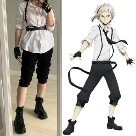 Atsushi Inspired Outfit, Atsushi Outfit, Bungo Stray Dogs Inspired Outfits, Bsd Inspired Outfit, Bsd Birthday, Anime Inspired Nails, Bungo Stray Dogs Atsushi, Dogs Outfits, Anime Bungo Stray Dogs