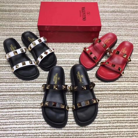 Valentino woman slippers new slides Valentino Slippers, Woman Slippers, Brand Sandals, Slippers Black, Sandals Flat, Sandals Casual, Outdoor Slippers, Summer Slippers, Shoe Boot Sandals