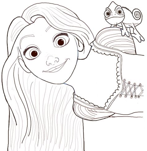 How to Draw Rapunzel and Pascal from Tangled with Easy Step by Step Tutorial Princess Rapunzel Drawing, Rapunzel Drawing Easy, How To Draw Rapunzel, Pascal Drawing, Drawing Rapunzel, Pascal From Tangled, Pascal Rapunzel, Drawing Ideas Disney, Rapunzel And Pascal