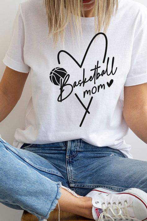 Aau Basketball Mom Outfit, Basketball Mom Outfit, Basketball Mom Shirts, Women Basketball, Mom Outfit, Basketball T Shirt, Cute Shirt Designs, Basketball Mom, Basketball Shirts