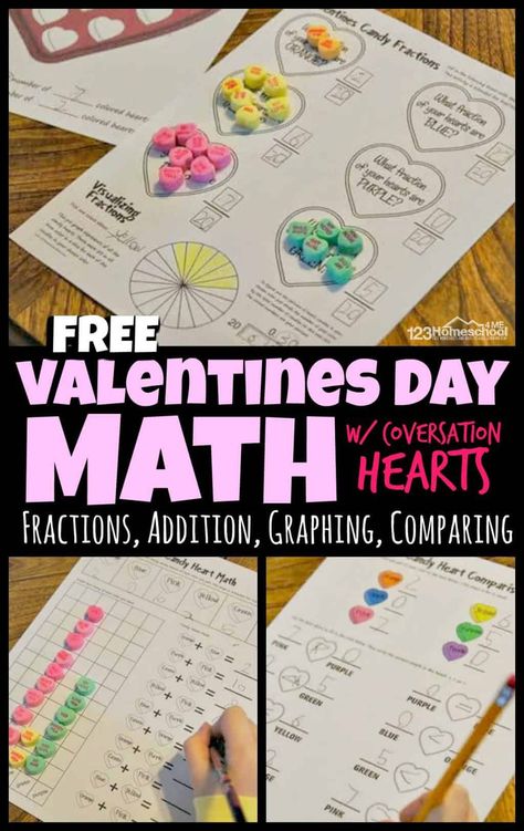 Conversation Heart Graphing, Valentines Fractions 3rd Grade, Valentines Measurement Activity, Valentine’s Day Stations, 2nd Grade February Activities, Candy Heart Activities, Third Grade Valentines, Conversation Hearts Activities, Valentines Day Writing