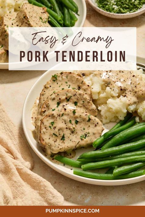 Creamy Pork Tenderloin Pork Tenderloin And Gravy Recipes, Pork Tenderloin Cream Sauce, Creamy Pork Tenderloin Recipes, Sauce For Pork Tenderloin Simple, Keto Pork Tenderloin Recipes, Pork Tenderloin Soup, Pork Tenderloin Sauce, Creamy Pork Tenderloin, Keto Pork Tenderloin