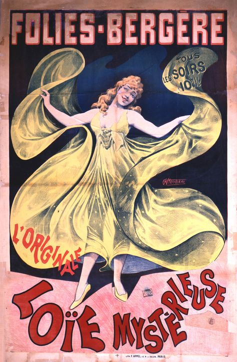 Alfred-Victor Choubrac (French, 1853-1902) Poster for Loïe Fuller performance at the Folies Bergere, Paris, 1892 Lithograph on paper, 59-1/2... Toulouse Lautrec Poster, Folies Bergere, Chateau Versailles, Henri De Toulouse Lautrec, Art Nouveau Poster, Toulouse Lautrec, French Poster, Post Impressionism, Vintage Poster Art