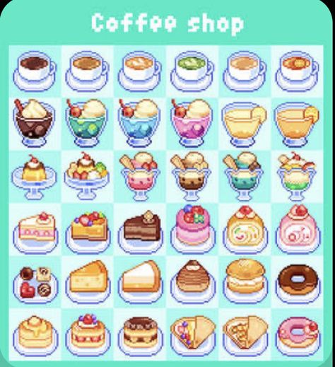 How To Pixel Art, Pixel Art Food, 귀여운 음식 그림, Food Icon, Pixel Art Background, Foodie Art, Pixel Animation, Pixel Art Tutorial, 8bit Art