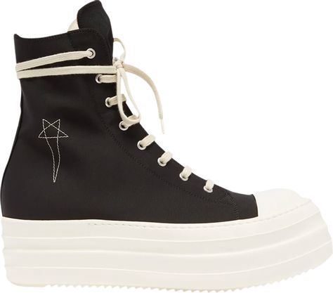 Rick Owens DRKSHDW Double Bumper High 'Star - Black White' | GOAT White Goat, The Rick, Star Black, Rick Owens Drkshdw, Black Milk, Curator Style, Rick Owens, Goats, Black White