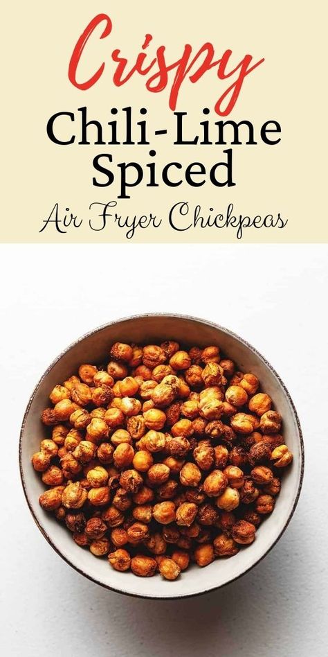 These chili lime spiced air fryer chickpeas are super cripsy ( much crispier than chickpeas cooked in the oven), healthy and Weight watchers friendly too! Baked Buffalo Chicken Tenders, Keto Indian Food, Keto Chinese Food, Air Fryer Chickpeas, Turkey Chili Healthy, Chickpea Snacks, Air Fryer Pork Chops, Baked Buffalo Chicken, Spiced Chickpeas