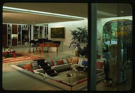 ..... Living Room 70s, 70s Living Room, 60s Interior, Miller House, Conversation Pit, 70s House, House Beautiful Magazine, Sunken Living Room, Miller Homes