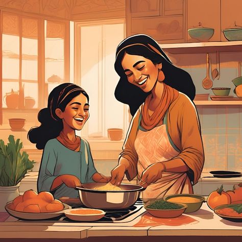 Woman vectors, photos and PSD files | Free download Mother Cooking Illustration, Mother And Daughter Cooking, About Mother, Cooking Together, Mother And Daughter, Psd Files, Mother Daughter, The Kitchen, Free Download