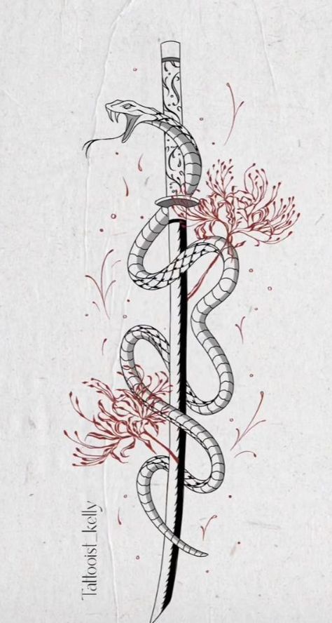 Demon Slayer Obanai, Lily Flower Tattoo, Back Tattoos Spine, Slayer Tattoo, Thumb Tattoos, Small Dragon Tattoos, Mystical Tattoos, Back Tattoos For Guys, Spine Tattoos For Women